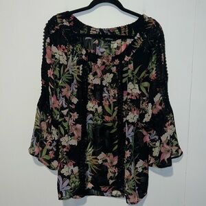 Relativity Women’s Floral Sheer Blouse RR6